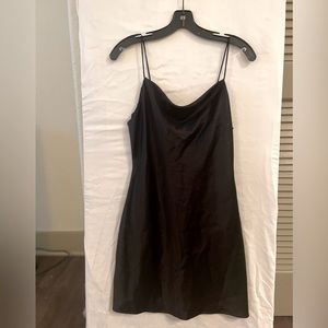 Alice + Olivia black satin cocktail dress